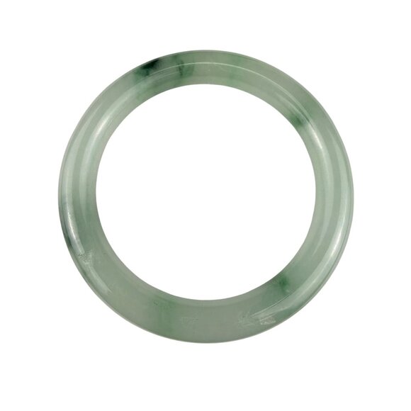 Classic Jade Womens Green Stone Bangle Bracelet Smooth Polished Round Design - Picture 2 of 3